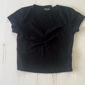 Scrunched Black Crop Top
